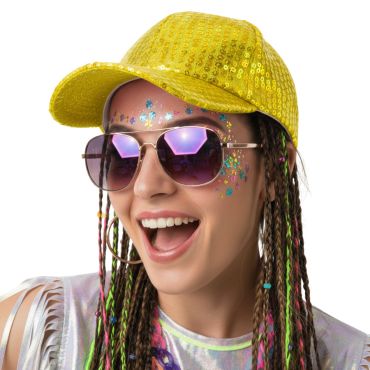 Casquette à sequins jaune fluo pour looks scintillants et festifs | jourdefete.com Casquette à sequins jaune fluo pour looks scintillants et festifs | jourdefete.com