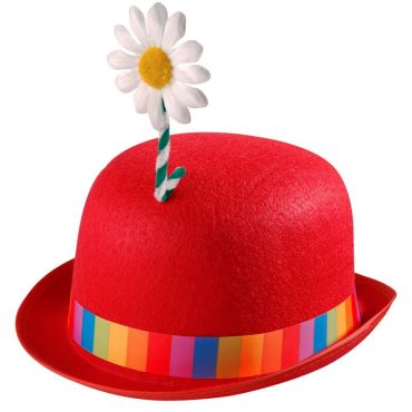 Un chapeau rouge de clown avec fleur | jourdefete.com Un chapeau rouge de clown avec fleur | jourdefete.com