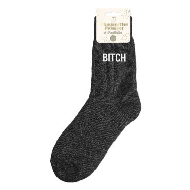 Chaussettes polaires à paillettes avec message pour femme | jourdefete.com