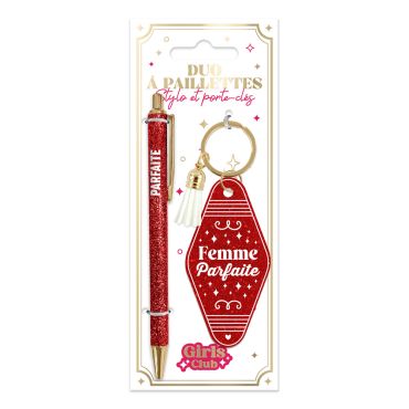 Duo paillette stylo et porte-clés | jourdefete.com