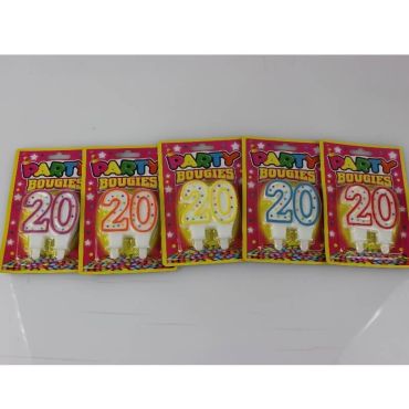 Bougie d'Anniversaire 20 ans - Coloris Divers Bougie d'Anniversaire 20 ans - Coloris Divers