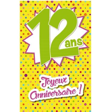 Carte d'Anniversaire Découp'âge avec enveloppe - 12 ans Carte d'Anniversaire Découp'âge avec enveloppe - 12 ans