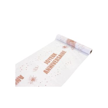 chemin de table en organza anniversaire rose gold