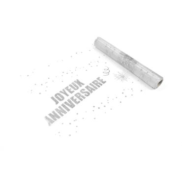 Chemin de Table Organza "Joyeux Anniversaire" - Argent Chemin de Table Organza "Joyeux Anniversaire" - Argent