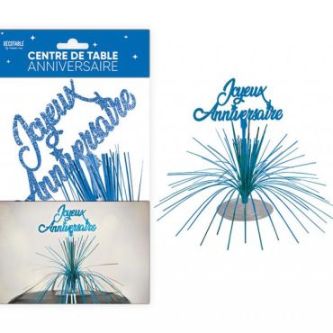 Centre de table bleu Joyeux Anniversaire pour décoration festive | jourdefete.com Centre de table bleu Joyeux Anniversaire pour décoration festive | jourdefete.com