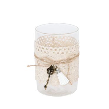 vase de 12 cm avec de la dentelle un pompon et une clef | jourdefete.com vase de 12 cm avec de la dentelle un pompon et une clef | jourdefete.com