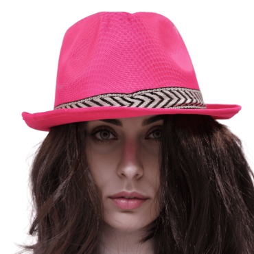 Chapeau Borsalino fuchsia élégant avec liseré noir pour soirée | jourdefete.com Chapeau Borsalino fuchsia élégant avec liseré noir pour soirée | jourdefete.com