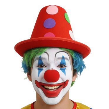 Chapeau rouge de Clown à pois multicolores Chapeau rouge de Clown à pois multicolores
