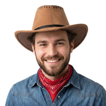Chapeau de cowboy marron façon daim | jourdefete.com Chapeau de cowboy marron façon daim | jourdefete.com