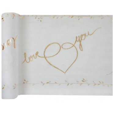 Chemin de Table en Coton "Just Married" - Or | jourdefete.com Chemin de Table en Coton "Just Married" - Or | jourdefete.com