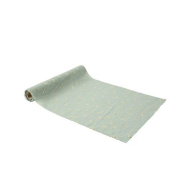Chemin de table en mousseline vert sauge et or pour décoration de fête | jourdefete.com Chemin de table en mousseline vert sauge et or pour décoration de fête | jourdefete.com