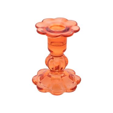 Un bougeoir de couleur tangerine avec un socle à motif de fleur | jourdefete.com Un bougeoir de couleur tangerine avec un socle à motif de fleur | jourdefete.com