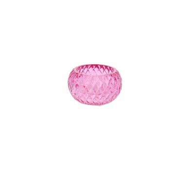 Bougeoir en verre framboise facetté pour décoration de fête | jourdefete.com