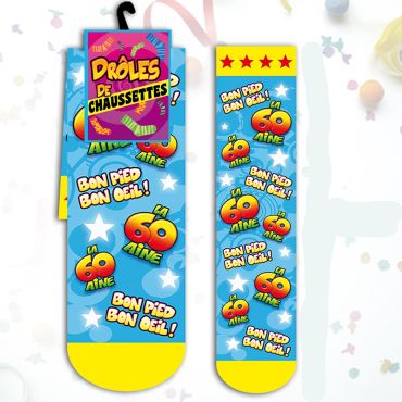 Chaussettes "La 60aine Bon Pied Bon œil !" - Bleu Chaussettes "La 60aine Bon Pied Bon œil !" - Bleu