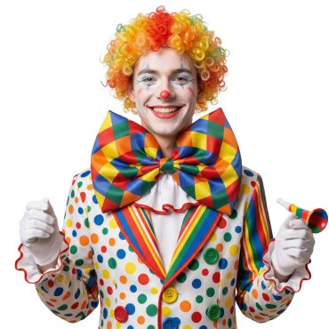 Homme souriant portant un nœud papillon à losanges de clown | jourdefete.com Homme souriant portant un nœud papillon à losanges de clown | jourdefete.com