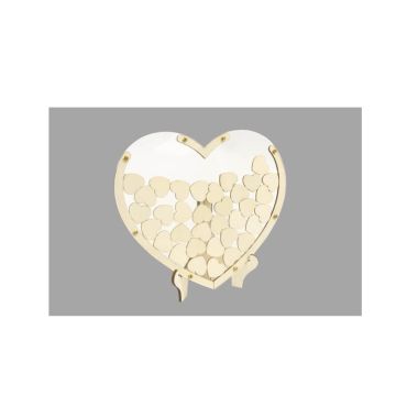 livre d'or transparent en forme de cœur sur socle avec 35 cœurs en bois livre d'or transparent en forme de cœur sur socle avec 35 cœurs en bois