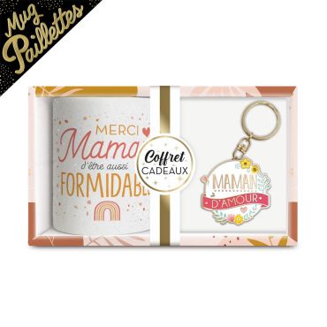 coffret cadeau mug et porte clés Maman d'amour