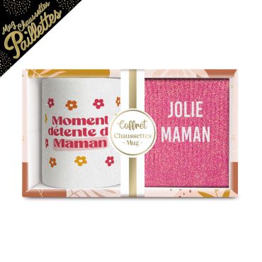 Coffret chaussettes et mug “Jolie maman” fête des mères | jourdefete.com Coffret chaussettes et mug “Jolie maman” fête des mères | jourdefete.com