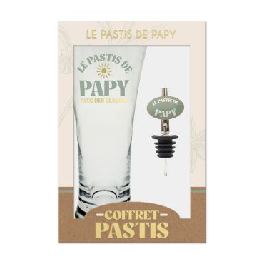 Coffret pastis de Papy avec verre et bec verseur pour apéritif | jourdefete.com Coffret pastis de Papy avec verre et bec verseur pour apéritif | jourdefete.com