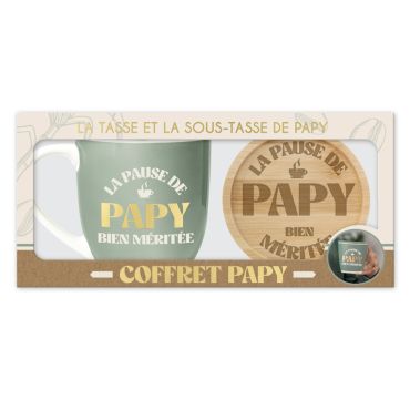 Coffret tasse et sous-tasse "La pause de Papy bien méritée" pour offrir à un grand-père | jourdefete.com Coffret tasse et sous-tasse "La pause de Papy bien méritée" pour offrir à un grand-père | jourdefete.com