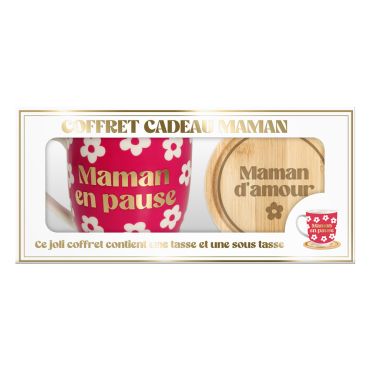 Coffret tasse et sous-tasse “Maman en pause” pour la fête des mères | jourdefete.com Coffret tasse et sous-tasse “Maman en pause” pour la fête des mères | jourdefete.com