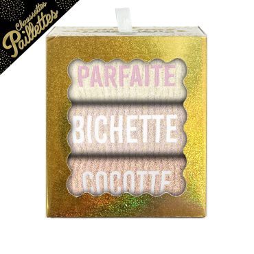 Coffret chaussettes paillettes Parfaite Bichette Cocotte | jourdefete.com Coffret chaussettes paillettes Parfaite Bichette Cocotte | jourdefete.com