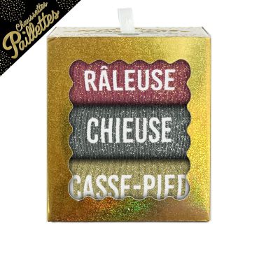 Coffret trio de chaussettes pailletées Râleuse – chaussettes femme drôles et brillantes 36-42 | jourdefete.com Coffret trio de chaussettes pailletées Râleuse – chaussettes femme drôles et brillantes 36-42 | jourdefete.com