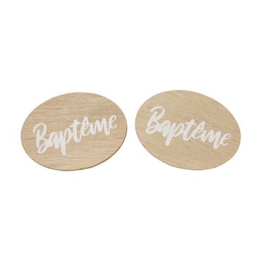 6 décorations de table à parsemer en bois naturel - Baptême | jourdefete.com 6 décorations de table à parsemer en bois naturel - Baptême | jourdefete.com