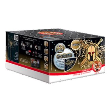 Feu d’artifice compact Goliath multicolore 49 tirs avec effets crépitants pour spectacle extérieur. Feu d’artifice compact Goliath multicolore 49 tirs avec effets crépitants pour spectacle extérieur.