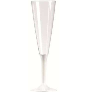 10 Flûtes à Champagne Plastique Pied Blanc 10 Flûtes à Champagne Plastique Pied Blanc