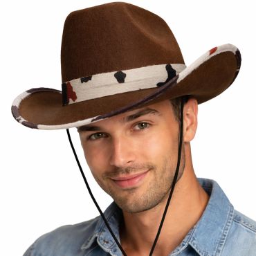 Chapeau de cowboy marron adulte avec bande vachette | jourdefete.com Chapeau de cowboy marron adulte avec bande vachette | jourdefete.com