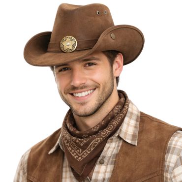 Chapeau de cowboy marron avec étoile de shérif | jourdefete.com Chapeau de cowboy marron avec étoile de shérif | jourdefete.com