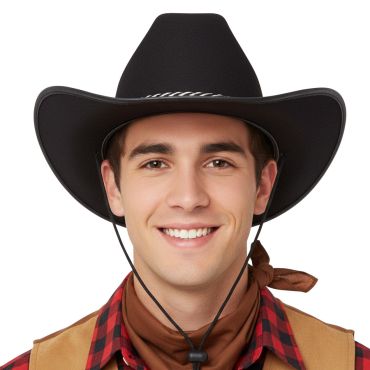 Chapeau de cowboy noir en feutre pour déguisement western | jourdefete.com Chapeau de cowboy noir en feutre pour déguisement western | jourdefete.com