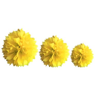 Décoration Pompon Jaune - Assortiment de 3 tailles Décoration Pompon Jaune - Assortiment de 3 tailles