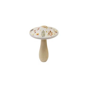 Champignon en bois effet porcelaine moyen modèle pour décoration d'automne | jourdefete.com