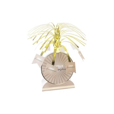 Centre de table Joyeux Anniversaire beige avec brins dorés | jourdefete.com Centre de table Joyeux Anniversaire beige avec brins dorés | jourdefete.com