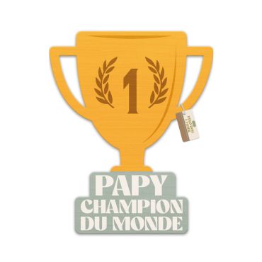 Déco trophée en bois "Papy Champion du Monde" pour cadeau fête des grands-pères | jourdefete.com Déco trophée en bois "Papy Champion du Monde" pour cadeau fête des grands-pères | jourdefete.com