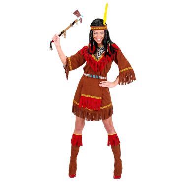 Déguisement indienne femme avec robe à franges, bandeau et plume | jourdefete.com Déguisement indienne femme avec robe à franges, bandeau et plume | jourdefete.com