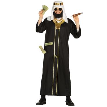 Déguisement de Cheikh avec tunique noire et coiffe | jourdefete.com Déguisement de Cheikh avec tunique noire et coiffe | jourdefete.com