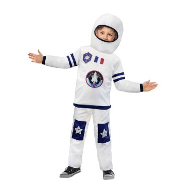 Enfant déguisé en astronaute avec combinaison blanche et casque spatial | jourdefete.com Enfant déguisé en astronaute avec combinaison blanche et casque spatial | jourdefete.com