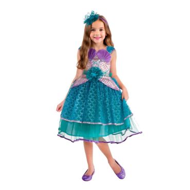Déguisement sirène enfant avec robe écailles et serre-tête fleuri | jourdefete.com Déguisement sirène enfant avec robe écailles et serre-tête fleuri | jourdefete.com