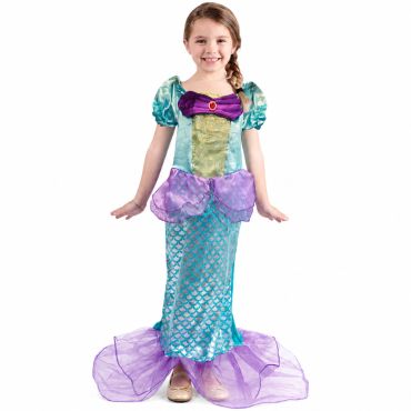 Déguisement de sirène pour fille avec robe turquoise et violette à écailles scintillantes | jourdefete.com Déguisement de sirène pour fille avec robe turquoise et violette à écailles scintillantes | jourdefete.com