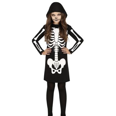 Déguisement Halloween fille en robe squelette noire avec capuche | jourdefete.com Déguisement Halloween fille en robe squelette noire avec capuche | jourdefete.com