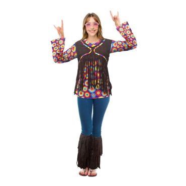 Déguisement hippie femme avec haut coloré et pantalon à franges | jourdefete.com Déguisement hippie femme avec haut coloré et pantalon à franges | jourdefete.com