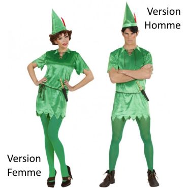 Déguisement unisexe de Peter Pan pour homme ou femme en vert. Déguisement unisexe de Peter Pan pour homme ou femme en vert.
