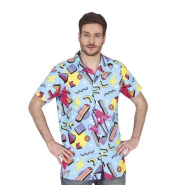 Chemise homme à motifs rétro colorés style années 80, idéale pour soirée déguisée ou carnaval. Chemise homme à motifs rétro colorés style années 80, idéale pour soirée déguisée ou carnaval.