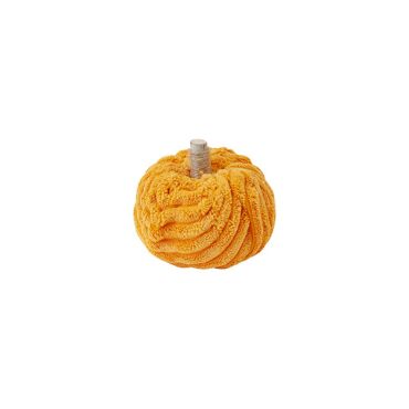 Citrouille décorative d'automne en velours côtelé orange avec tige naturelle | jourdefete.com