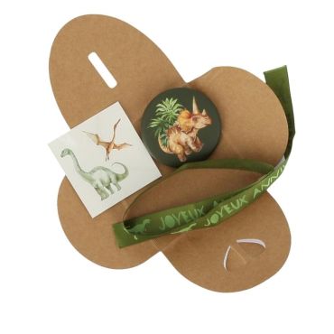 Kit cadeau dinosaure anniversaire enfant avec badge, bracelet et tatouage | jourdefete.com Kit cadeau dinosaure anniversaire enfant avec badge, bracelet et tatouage | jourdefete.com