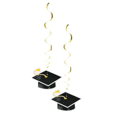 Suspensions diplôme graduation noires et dorées pour fête de remise de diplôme | jourdefete.com