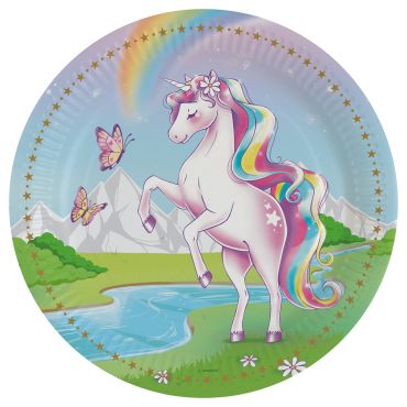 Assiettes en carton Licorne 23 cm, lot de 8 pour un anniversaire féerique | jourdefete.com Assiettes en carton Licorne 23 cm, lot de 8 pour un anniversaire féerique | jourdefete.com